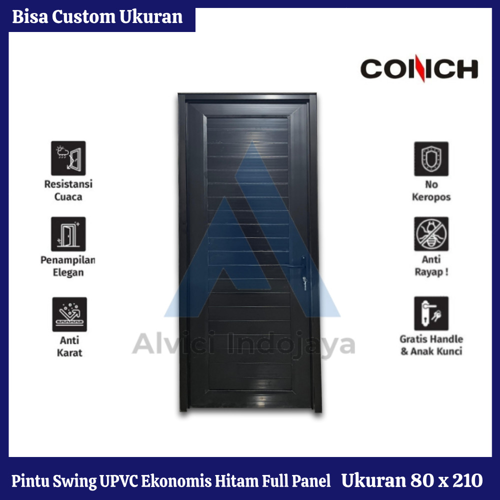 Pintu Swing UPVC Conch Full Panel Warna Hitamco