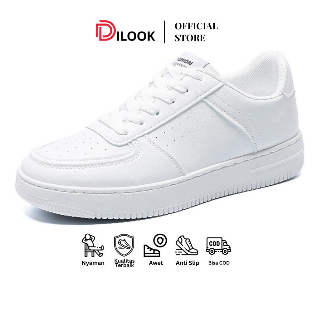 DILOOK S019 Sepatu Sneakers Pria Putih Sepatu Sneakers Sport Pria Polos Sport Fashion Korea
