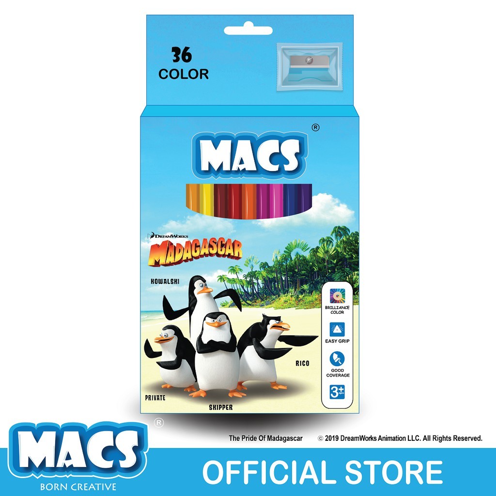 

KAYDEN STORE MACS Coloring Pencils Madagascar 36 pensil warna