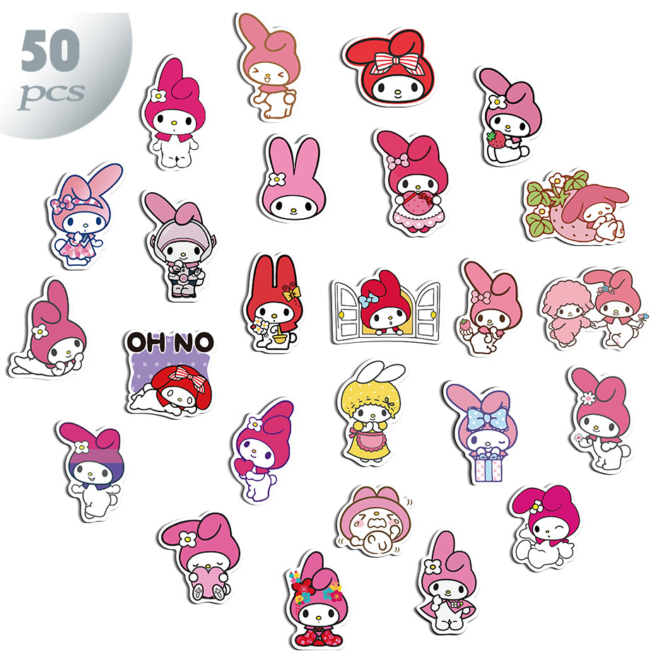 Stiker Melody Sanrio Kartun Stiker Pack Anak Stiker Anti Air-Sticker Aesthetic Buku Gitar Stiker Cas