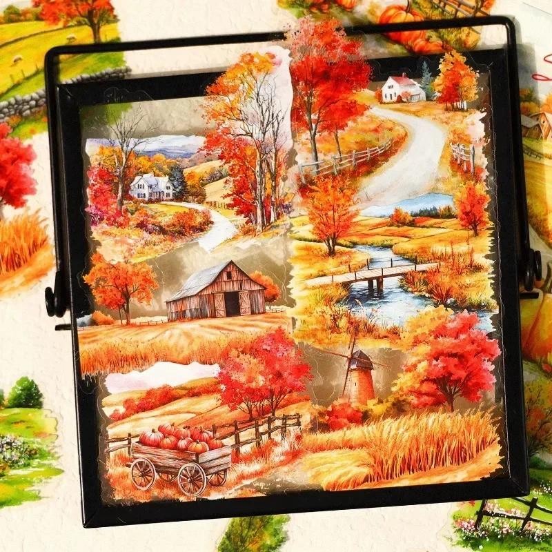 

20Pcs Stickers Travel Package Retro Scenery Decoration Bottom Pack PET Mountain Stationery Background Scrapbook 145*98mm