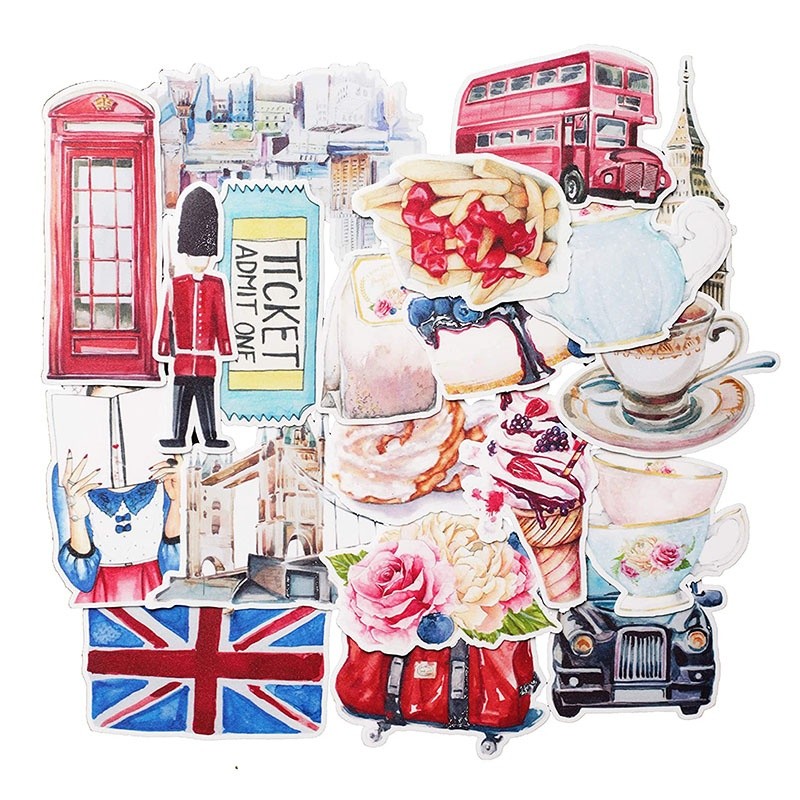 

20 Pcs England Travel Stickers - Cute Adventure Decals for Water Bottles, Laptops, Scrapbook