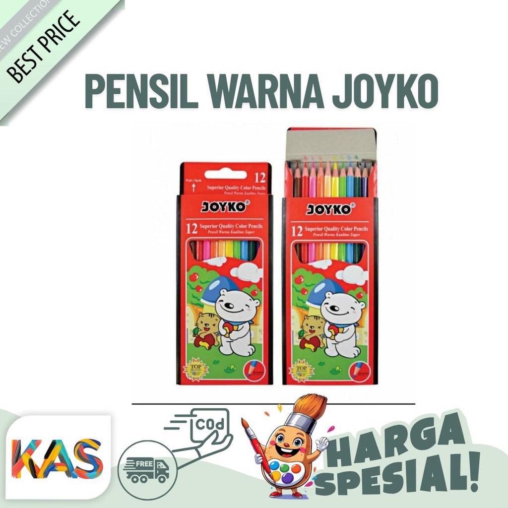 

Pensil Warna Joyko (12 Warna) CP-12PB Panjang Color Pencils -Murah