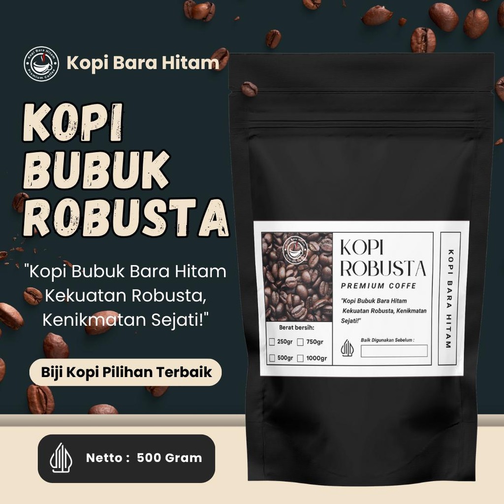 

Kopi Bara Hitam Kopi Bubuk Robusta 500 Gram 100% Kualitas Premium Dari Biji Kopi Pilihan Giling Halus