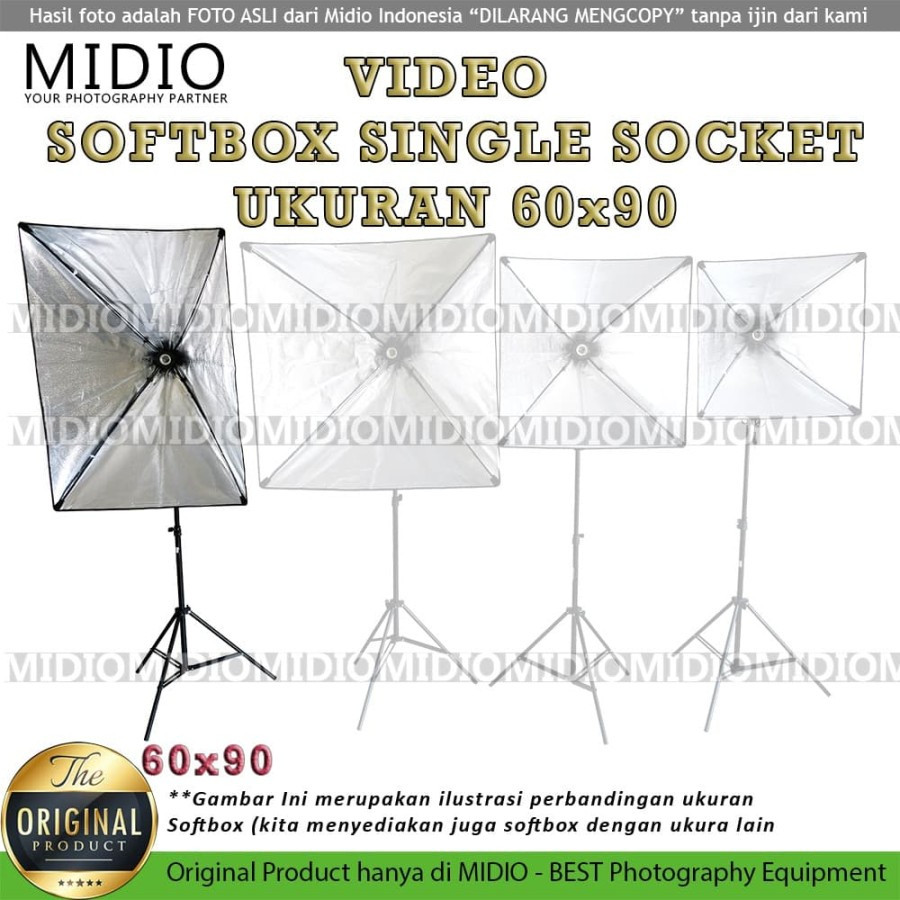 Paket Softbox Midio E1 Softbox 60x90 + Stand 2M Lampu Vlog Youtuber CO