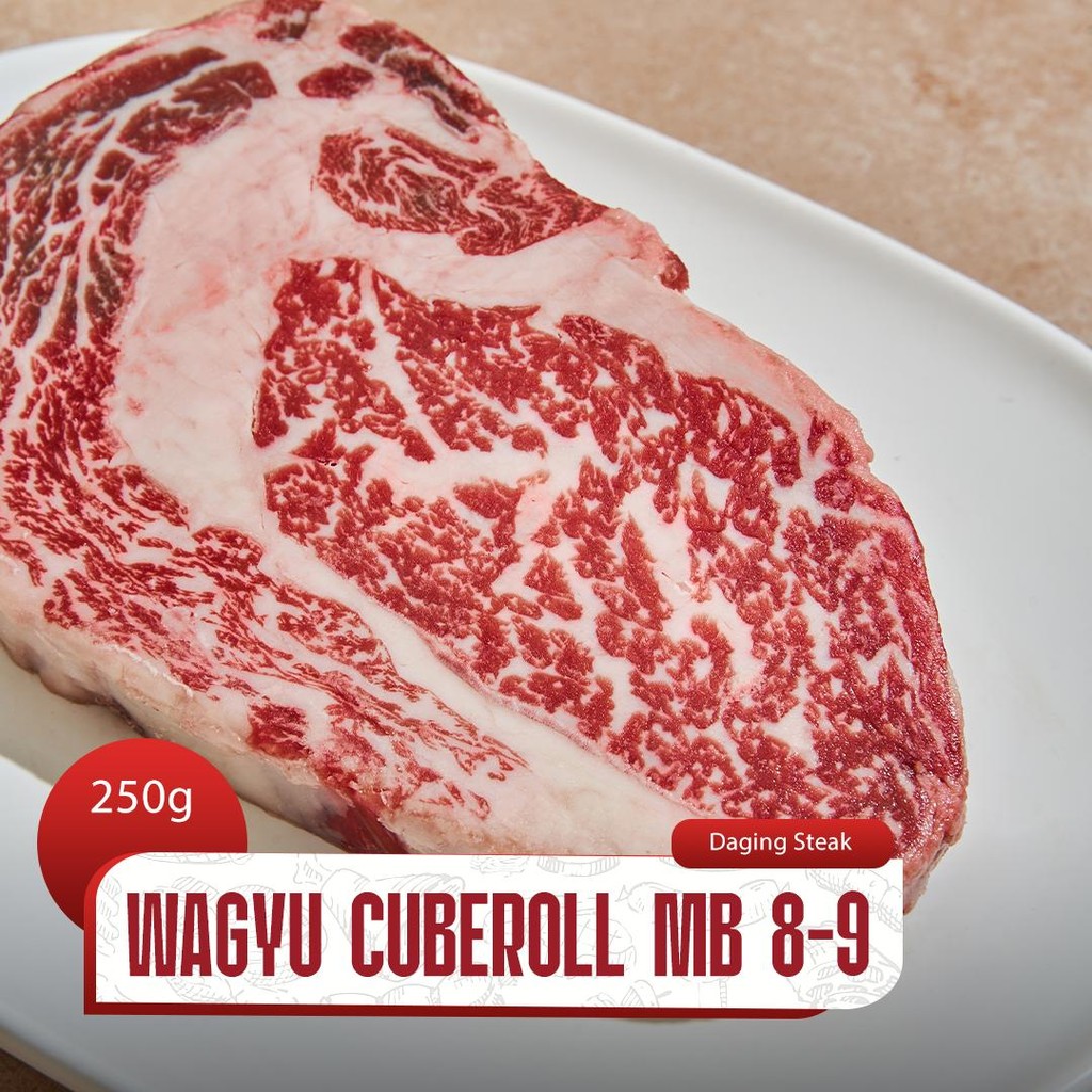 

Daging Sapi Premium Wagyu Cuberoll/Ribeye MB8-9 Frozen Food Halal 250gr – Daily Beef