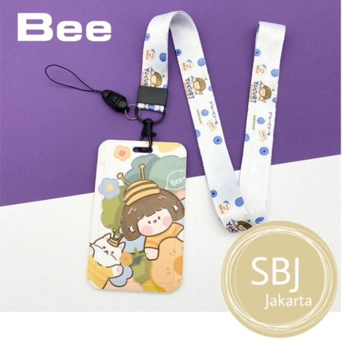 

AHHA Tempat kartu ID card holder / Tag holder / name tag ada tali lanyard Doraemon dll - Bee