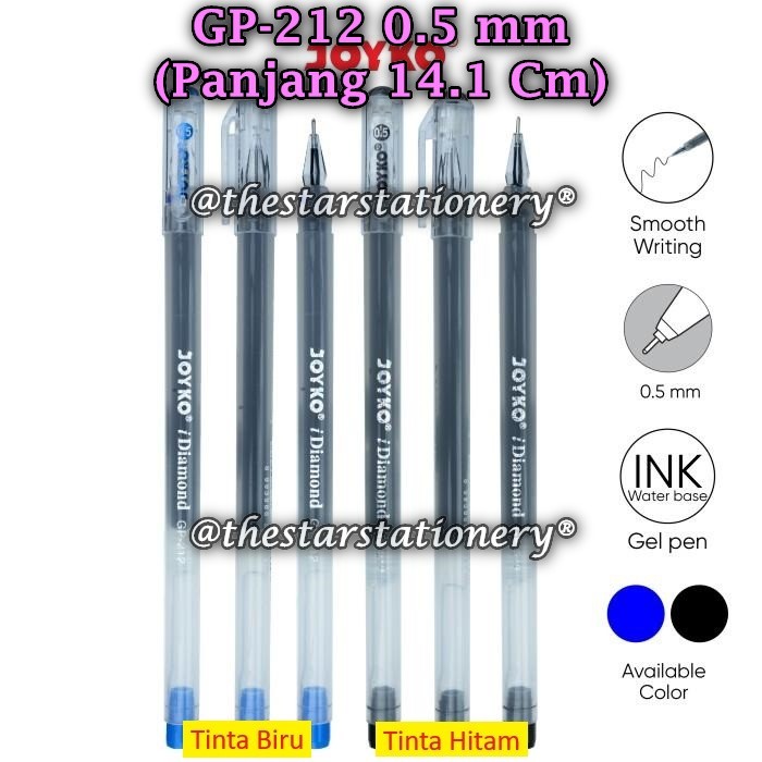 

(1 Pak/12) GROSIR Gelpen JOYKO GP-212 iDiamond 0.5 mm Gel Pen Pulpen Pena Joyko GP-212 0.5 (Pak/12)