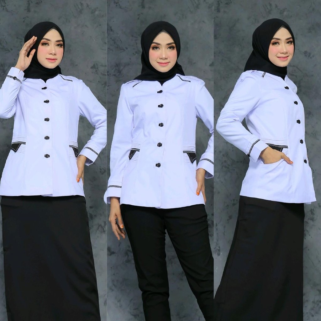 Seragam Kerja putih hitam sanghai Model 903 Setelan Rok Span/Rok.A/Celana Panjang bahan katun Blazer