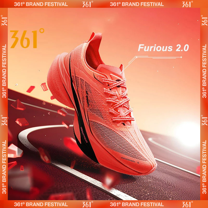 361 Degrees Furious 2.0 Men Women Running Sports Shoes Carbon Plate Racing Marathon Rebound Cushioni