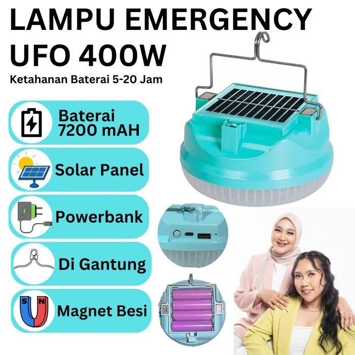[AI]  lampu led emergency ufo 400w /solar panel led/ lampu emergency gantung lampu  taman  outdoor l