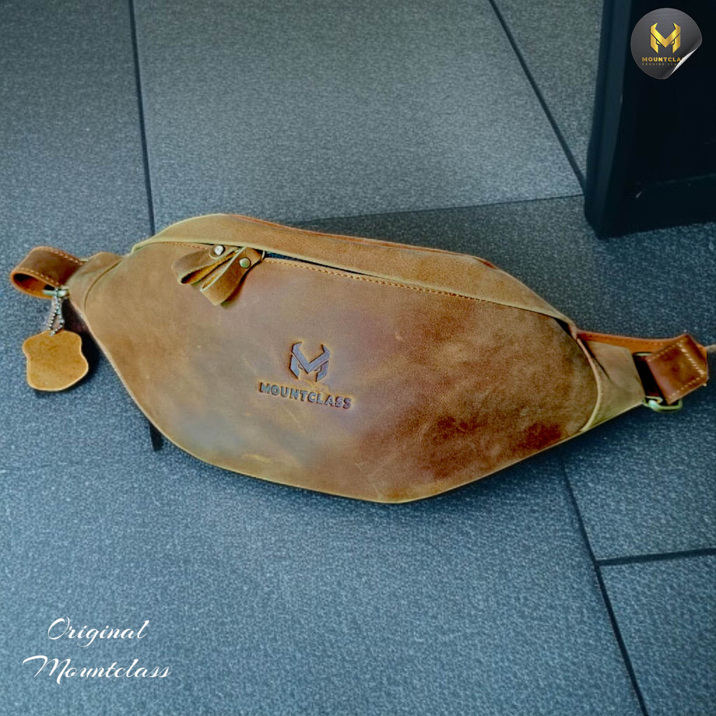 Tas Selempang Pinggang Waistbag Kulit Asli Pria Cowok Slempang Waist Bag Weistbag Selepang Pria Cowo