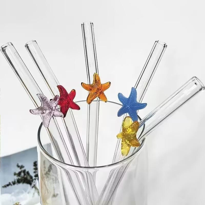 Sedotan Kaca TranSparan / Sedotan Estetik / Pembersih Sedotan / Sedotan Kaca Murah   Gelas Minuman P