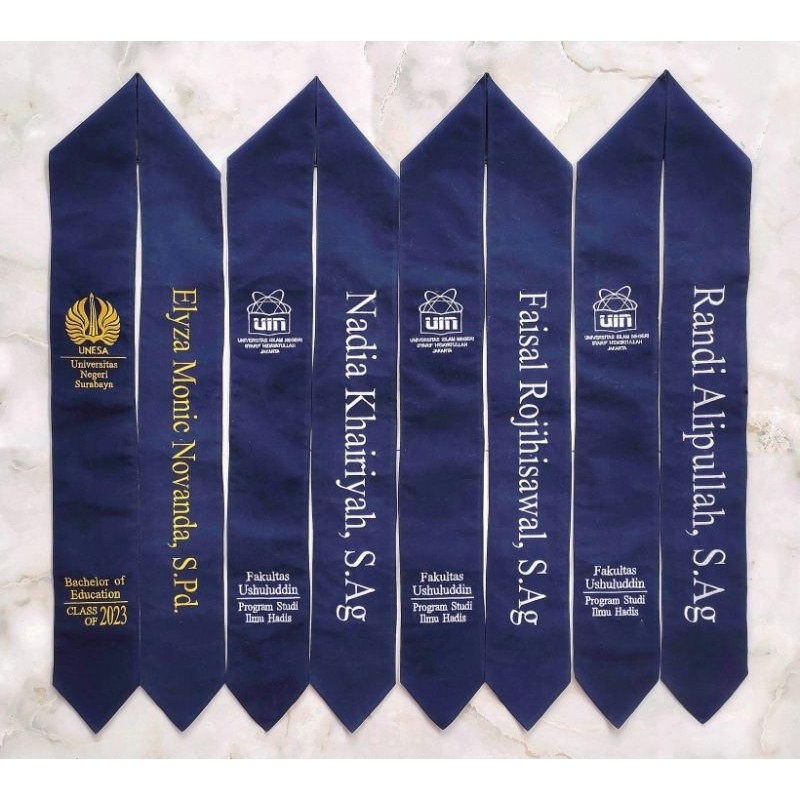 Selempang Wisuda Leher BORDIR KOMPUTER TANPA FURING POLOS Selempang Wisuda Kalung Selempang Leher Se
