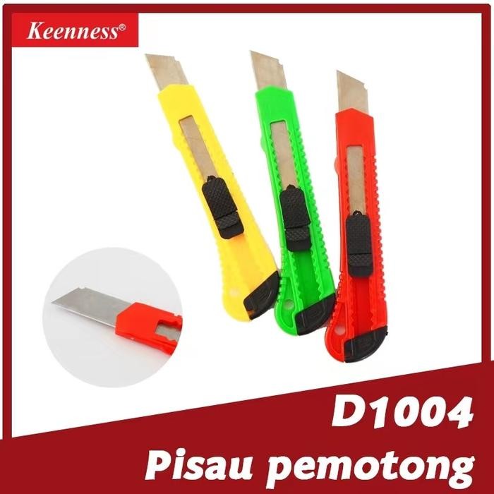 

Pisau Cutter Merk KEENNESS/pisau cutter Tajam dan kuat cutter hijau, kuning dan merah - Random, D1004