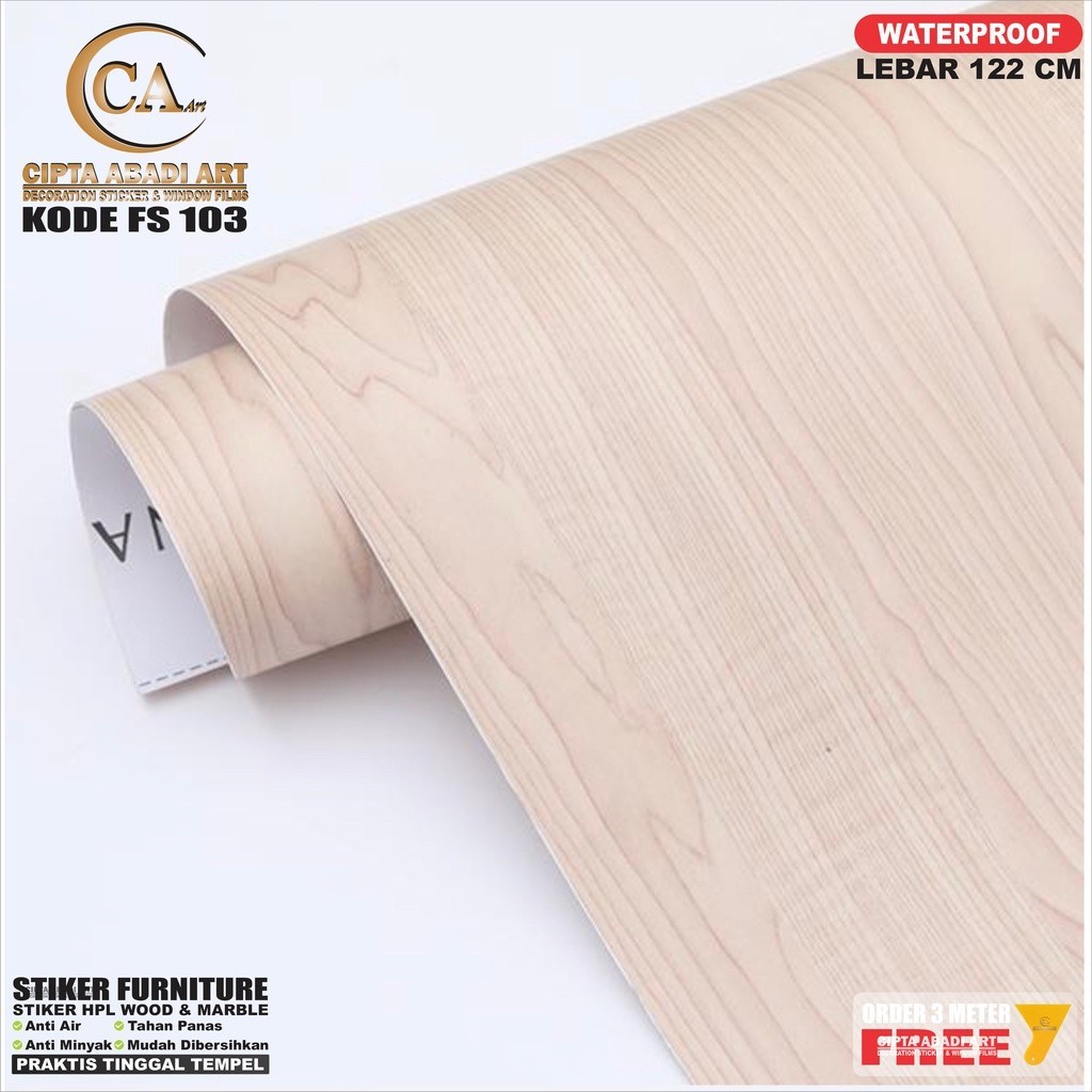 Stiker Lemari Meja Triplek Kitchen Set Motif Serat Kayu Lebar 122 cm