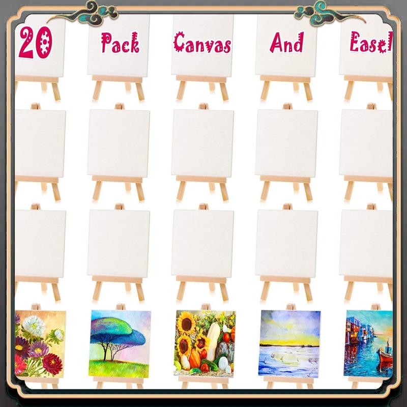 

Reliable-120Pcs Mini Canvas Drawing Board With Easel, Painting Canvas Panel, Suitable For Art Painting Party Supplies