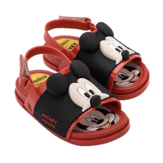 Sepatu Sandal Anak Mini Melissa Beach Slide + Mickey and Friends BB Red/Black