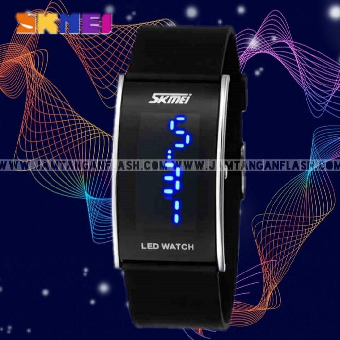 Jual Jam Tangan LED Pria Oakley SKMEI Pentagon 0805 Hitam Original - Hitam