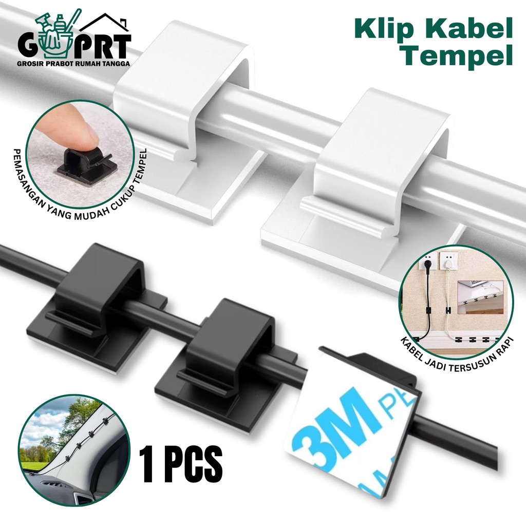 

Klip Kabel Klem Jepit Perapih Cable Listrik Tempel Dinding Perekat 3M Clip Organizer Holder Pengikat Lem Double Tape