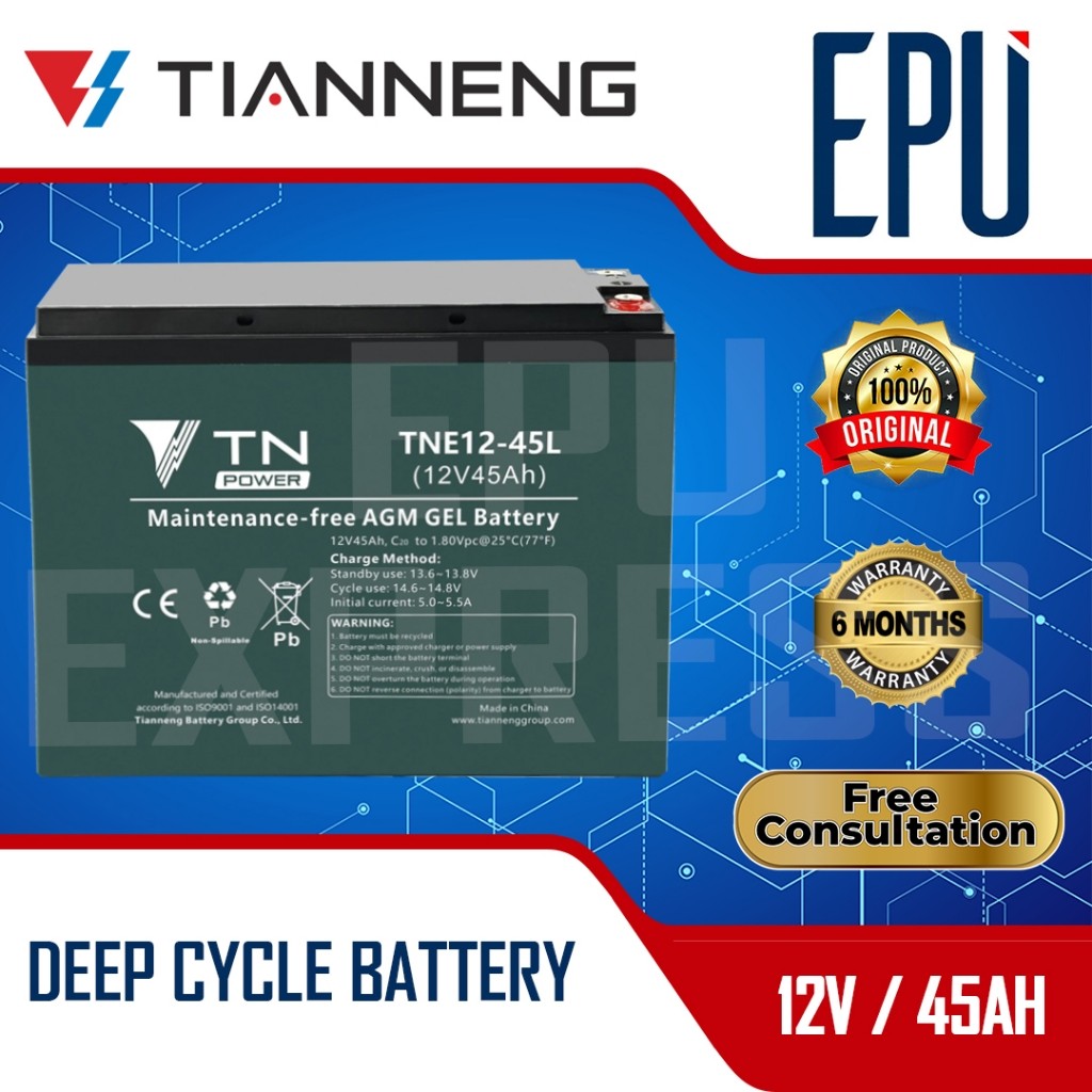 Tianneng Aki Selis 12V 45AH Tian Neng Aki Sepeda Listrik 12V 40AH