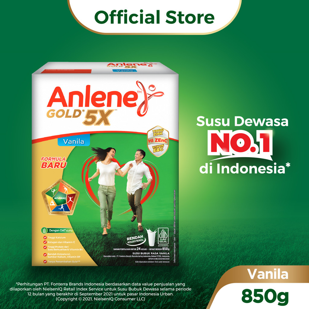 

Anlene Gold 5X Susu Bubuk Dewasa Vanila 850g - Nutrisi Tinggi Kalsium Untuk Tulang, Sendi, Dan Otot