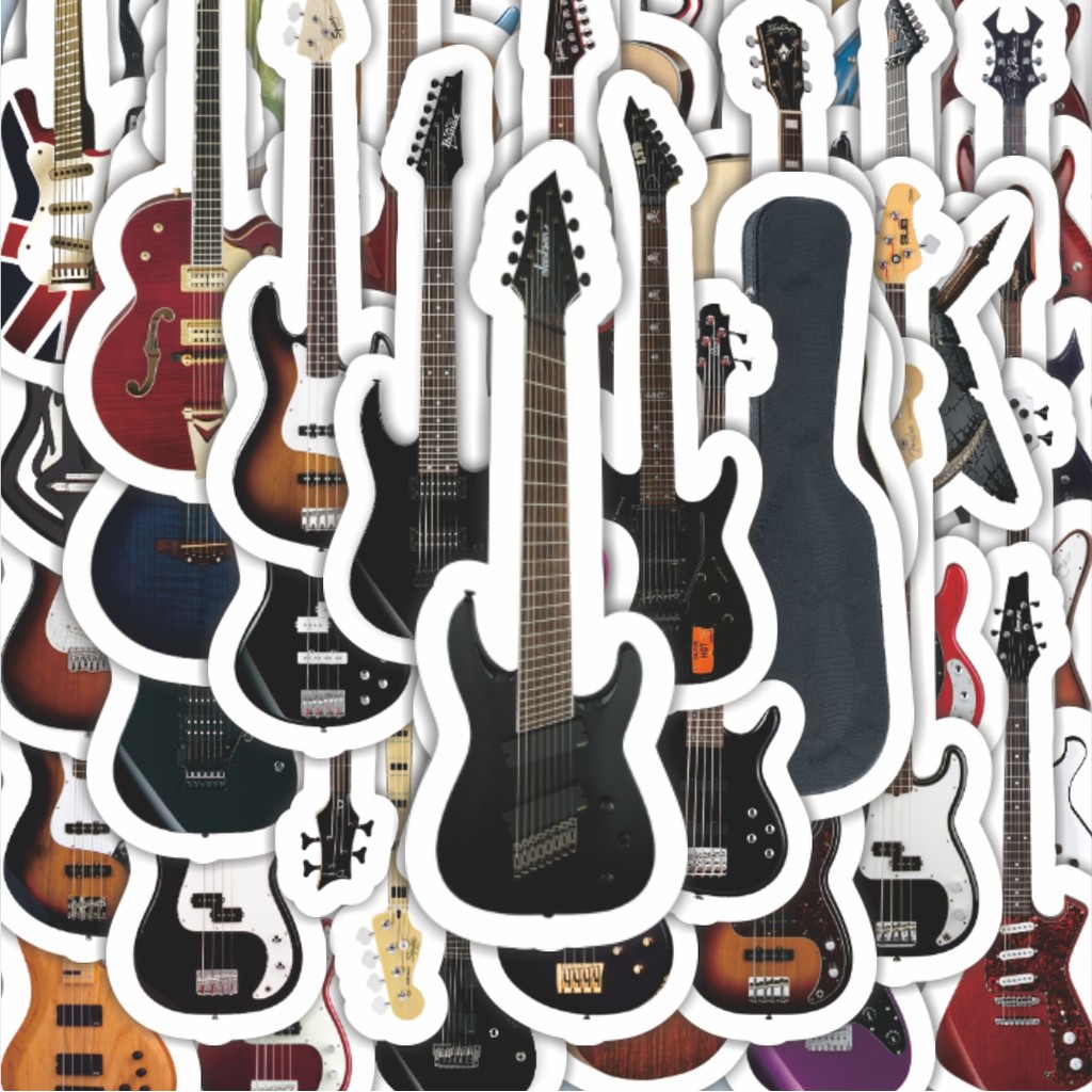 

100PCS Lucu Stiker Gitar Elektrik Stiker Aesthetic Stiker Anti Air Stikers Berperekat Waterproof sticker decal buat Motor Helm Buku Journal Koper Casing HP Laptop Botol Minum Hadiah anak