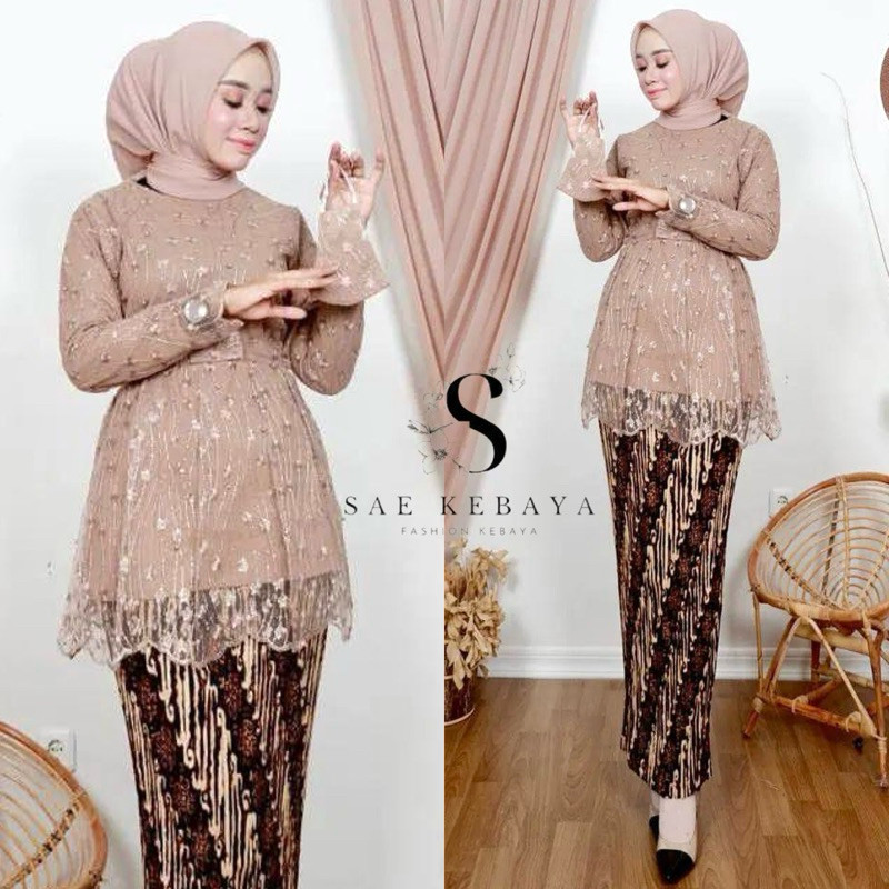 LATIFSHOP Set Kebaya Modern - Baju Kebaya Wisuda - Kebaya Pesta Modern - Kebaya Wisuda Modern - Keba