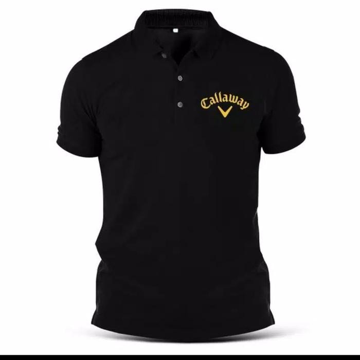 Kaos Kerah Polo Shirt Sport Olahraga Golf Callaway Golf Kaos Big Size Polo Big Size - HITAM, S