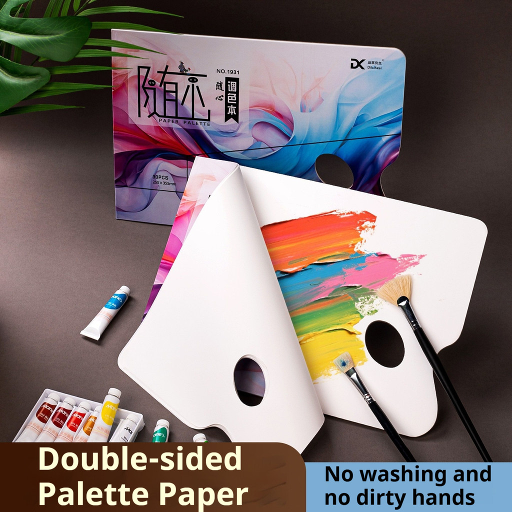 

30sheets Disposable Tinting Glue Paper Gouache Double-sided Acrylic Oil Paint Palette Color Mixing Tray Paper Display Board