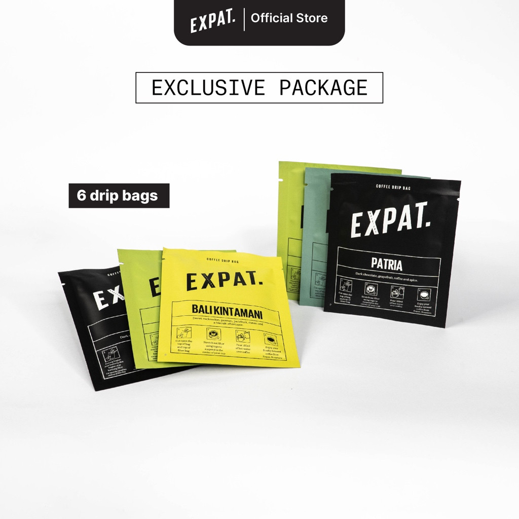 

Expat Roasters Coffee Drip Bag Package of 6 Pcs Single Use Filter Bag Kopi