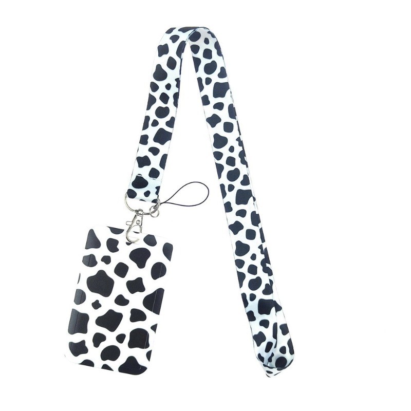 

Cute Zebra Cow Pattern ID Card Holder Lanyard Credential Holders Neck Straps Women Badge Holder Keychains Phone Accessories
