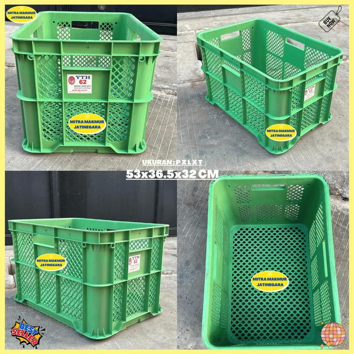 

KERANJANG INDUSTRI PLASTIK YTH 62 SUPER TEBAL KRAT PLASTIK CONTAINER BOX SERBAGUNA 53 x 36.5 x 32 cm - HIJAU [SALE]