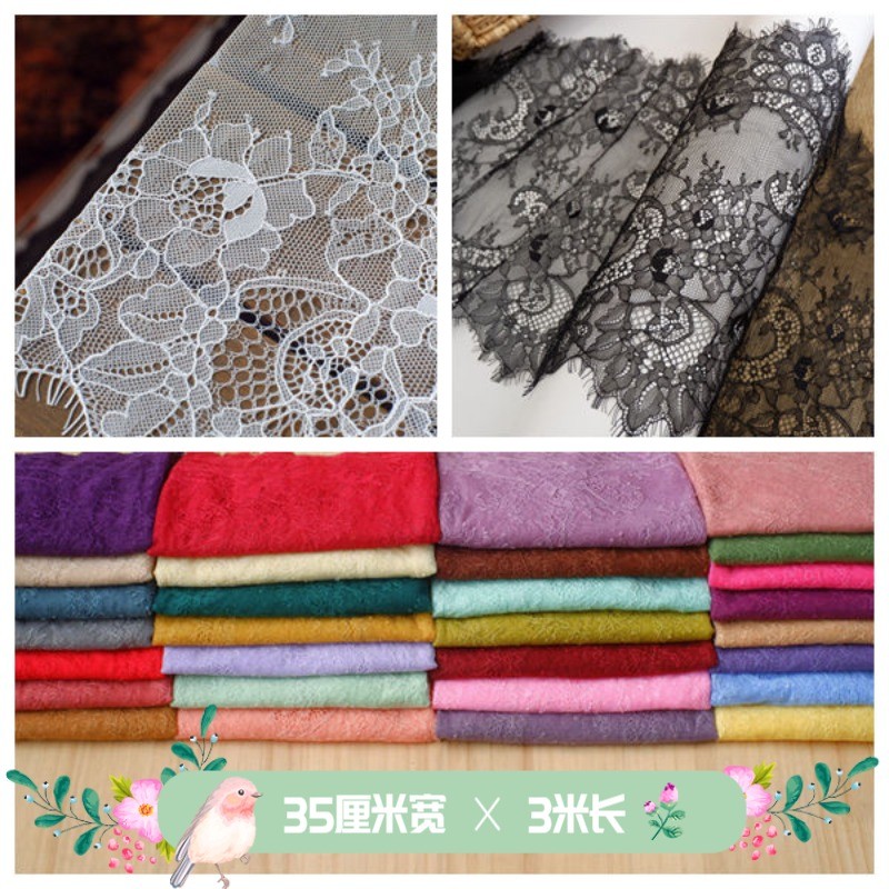 

(3m/Lot) Eyelash Lace For Needlework 35cm IDY Lace Trim Chantilly Sewing Fabric Lace For Sewing Clothes