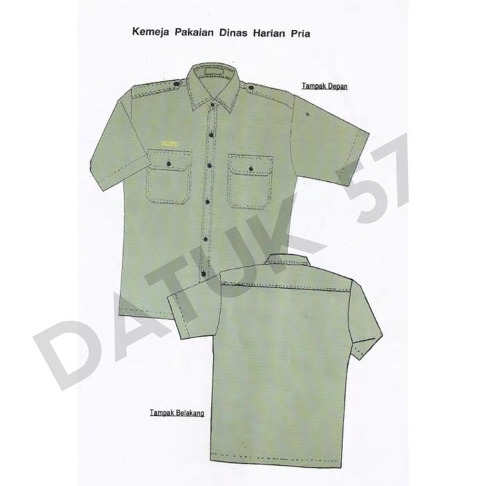 Seragam Kemeja PDH MA Mahkamah Agung (PRIA & WANITA) - Cowok Hijau Pdk, XS