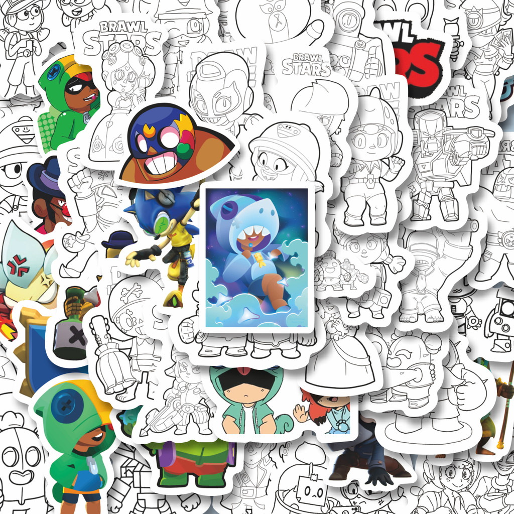 

100PCS Lucu Stiker Kartun Brawl Stars [Game Pertempuran] Stiker Aesthetic Stiker Anti Air Stikers Berperekat Waterproof sticker decal buat Motor Helm Buku Journal Koper Casing HP Laptop Botol Minum Hadiah anak