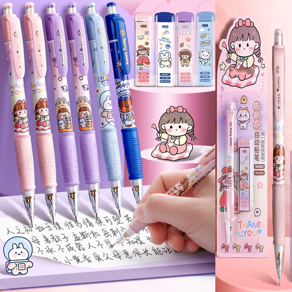 

[DOTDING] 0.5mm Pensil Mekanik Lucu Anti Patah - Pensil Otomatis dengan Penghapus untuk Sekolah & Kantor Q108