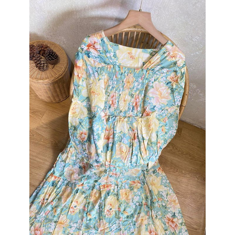 DEVIY BERKAH STORE (AT TISYA BUTIK) YUMNA LONG DRESS SMOKE / DRESS PANTAI/ GAMIS DEWASA / DRESS TERL