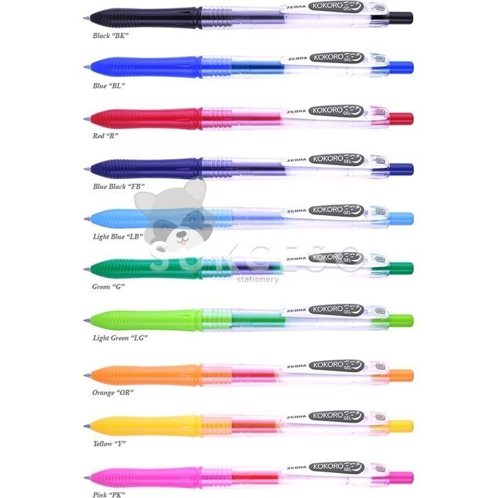 

Pulpen Gel Kokoro / Zebra Kokoro Gel Color 0,5mm 10 colors