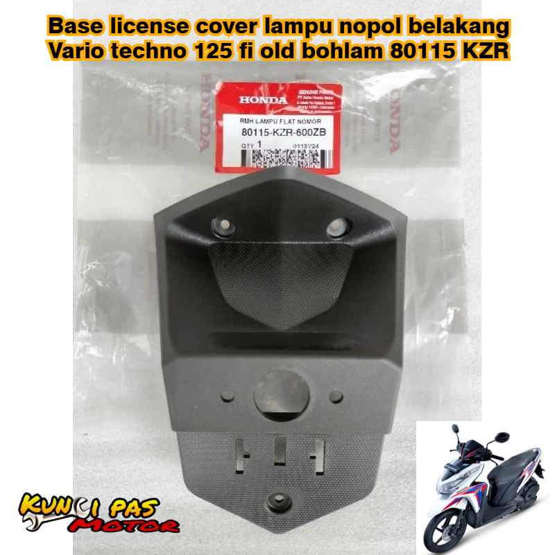 Base License Cover Tutup Lampu Plat Nomor Belakang Vario 125 Thecno KZR 2012-2014 Original AHM Kunci