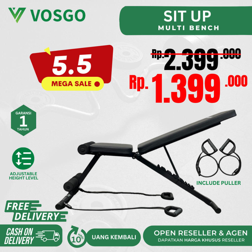 NEW Alat Fitness Sit Up Bench Abdominal Adjustable Bench Vosgo PREMIUM