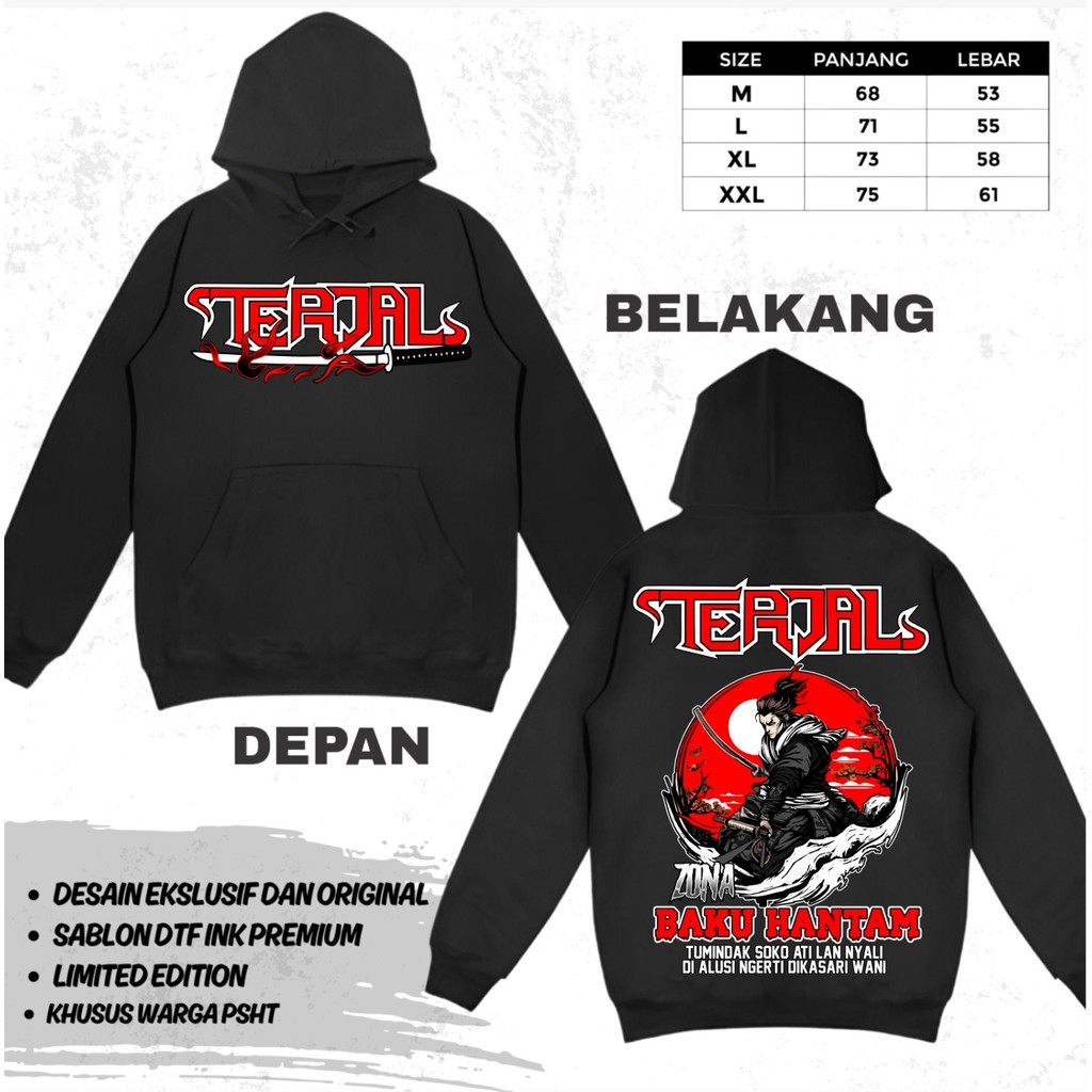 Hoodie Psht Terate 1922 Terjal Zona Baku Hantam Sablon Premium Dtf Asyawil Sotre