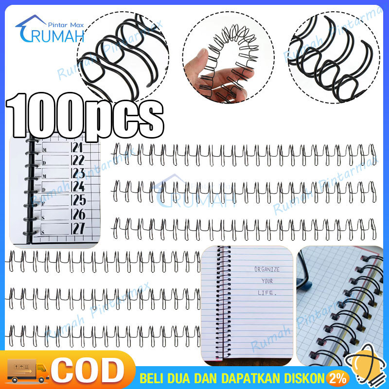 

100 pcs 7.9mm A4 34gigi Logam Ganda Coil Mengikat Kawat Lingkaran Kawat, Buku Catatan Daun Longgar, Cincin Besi Pegas, Akses Pengikat Máquina, Kalender