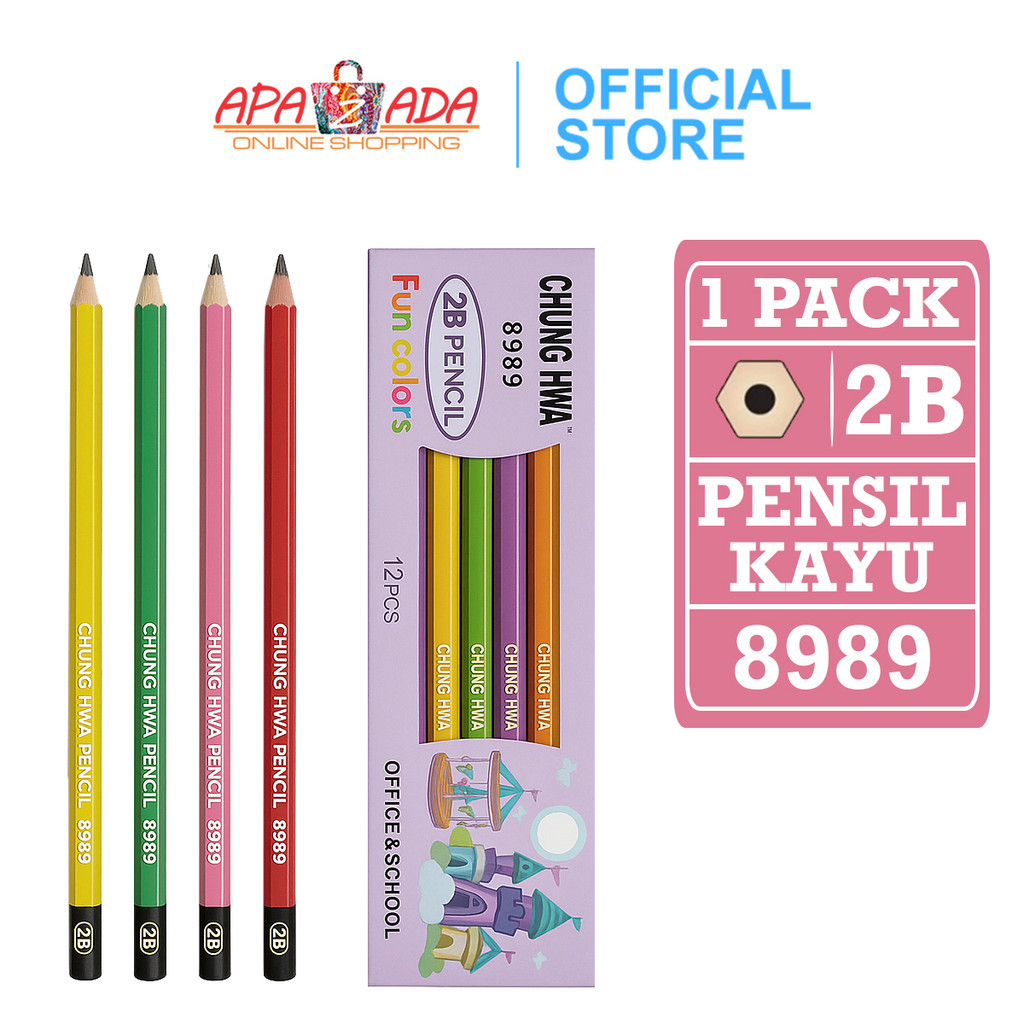 

Apazada - Pensil 2B [1 Pack - 12 Pcs Pensil] / Pencil Chung Hwa / Pensil Kayu Murah / Pensil 8989