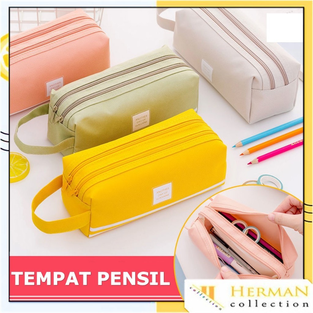 

TERMURAH HC Kotak Pensil Dan Stationery Dual Zipper Dompet Pensil 2 Pouch Tempat Alat Tulis Perlengkapan Sekolah Dua Sisi Resleting BISA COD