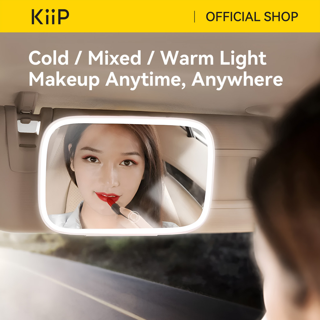 KiiP Car Sun Visor Vanity Mirror Smart Touch Control Cermin Makeup Led Layar Sentuh 3Light Modes