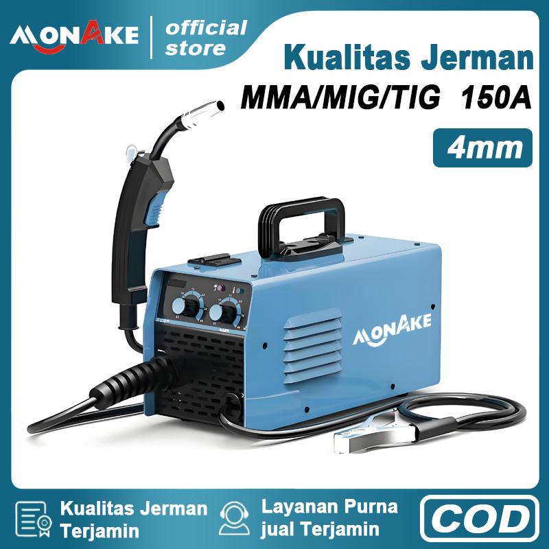 MONAKE German Mesin Travo Las Listrik  MIG 150A Inventer  Welding Machine listrik 450 watt MMA 120A 