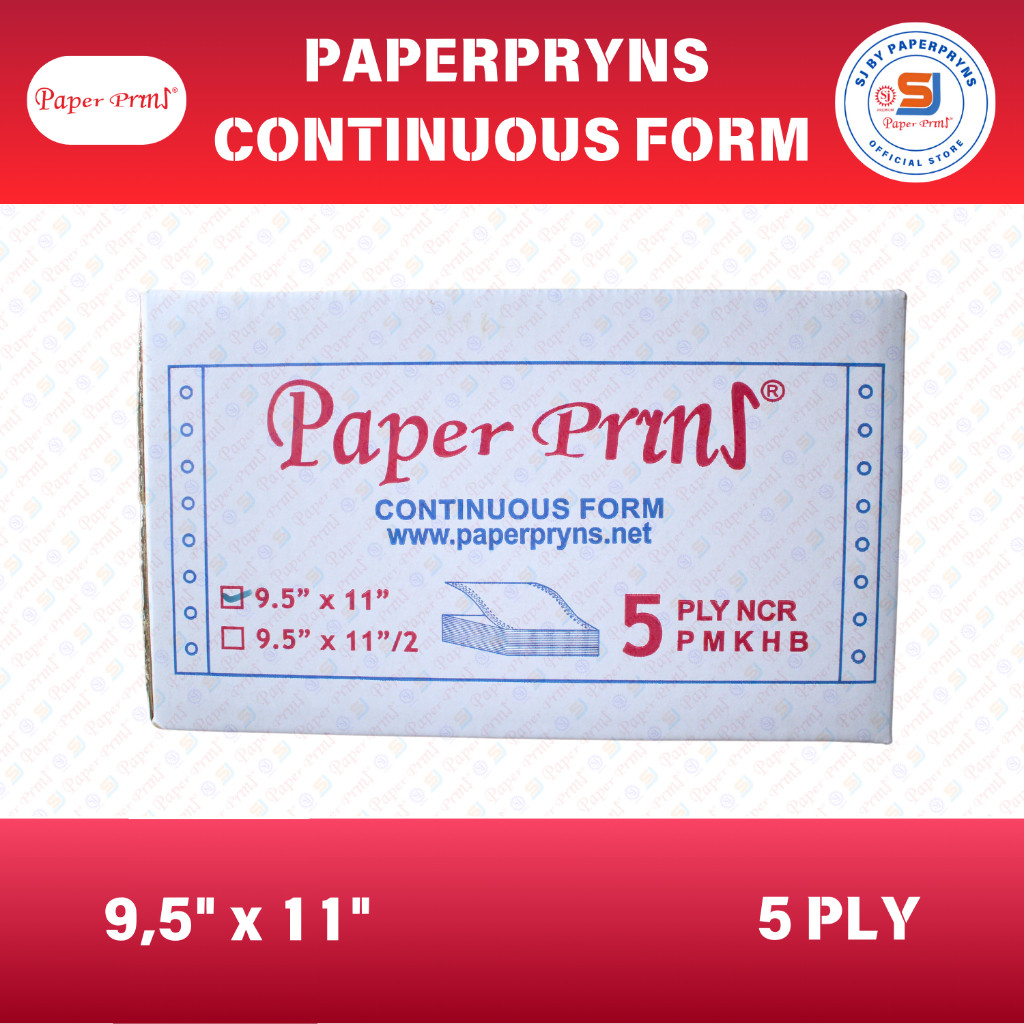 

PAPERPRYNS Continuous Form 9,5" × 11" (5 PLY) NCR Sheets