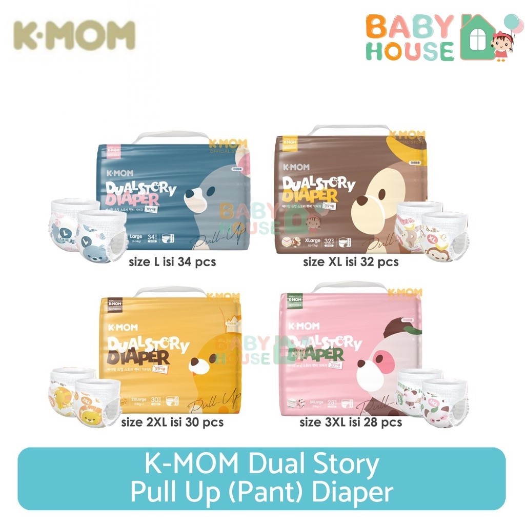 NEW KMOM Dual Story Pull Up Diaper L34 XL32 2XL30 K Mom Baby Diapers K-Mom Pants Diaper All Varian P