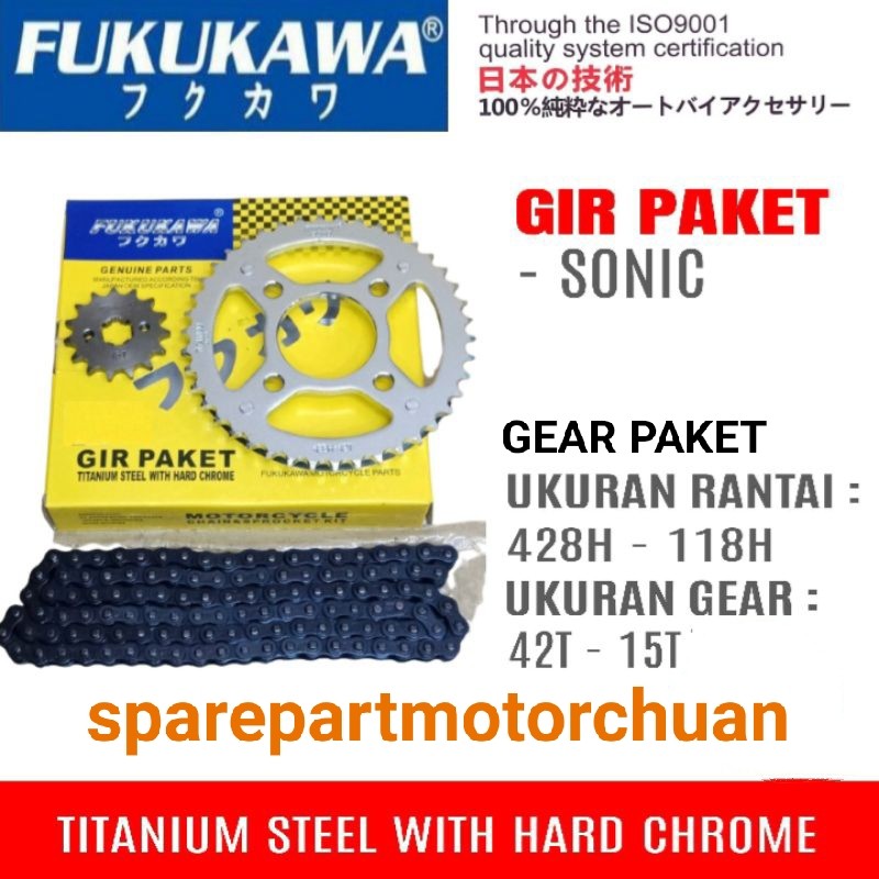 GEAR PAKET SONIC 150 428H-118L GIRSET GEAR SET HONDA FUKUKAWA TOP QUALITY